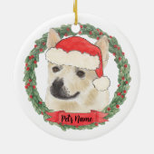 ノルウェー・ブフンドの犬のクリスマス セラミックオーナメント (裏面)