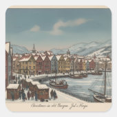 ノルウェー・ベルゲンのクリスマスステッカー スクエアシール (正面)