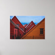 ノルウェー、ベルゲンのブリュッゲンの後ろ