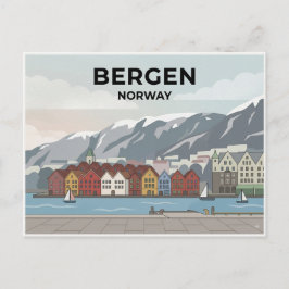 ノルウェー、ベルゲンの旅行絵葉書 ポストカード