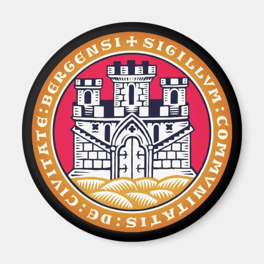 ノルウェー,ベルゲンの紋章 マグネット (正面)