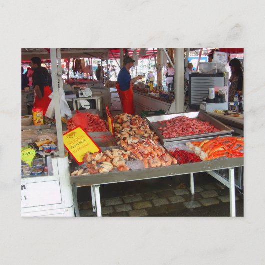 ノルウェー、ベルゲン魚市場 ポストカード (正面)