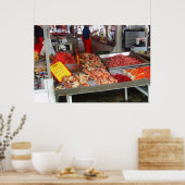 ノルウェー、ベルゲン、ウォーターフロントの魚市場 ポスター (キッチン)