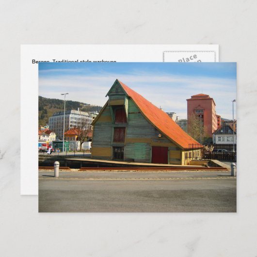 ノルウェー、ベルゲン、伝統的スタイル・ウォーハウス ポストカード (正面/裏面)