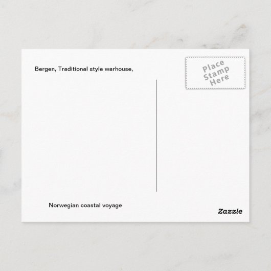 ノルウェー、ベルゲン、伝統的スタイル・ウォーハウス ポストカード (裏面)