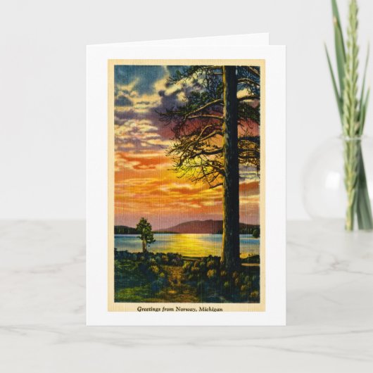 ノルウェー、ミシガン州-ヴィンテージからの挨拶 カード (正面)