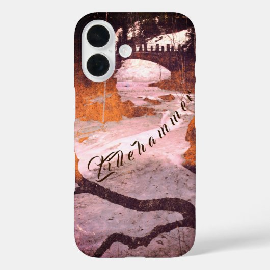 ノルウェー・リレハンメルの凍った小川にかかる橋 Case-Mate iPhoneケース (裏面)