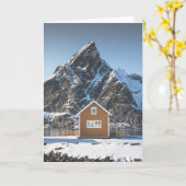 ノルウェー ロフォーテン島の黄色い小屋 カード (黄色い花)