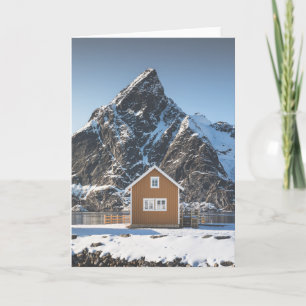 ノルウェー ロフォーテン島の黄色い小屋 カード