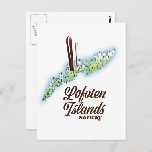 ノルウェー・ロフォーテン諸島 スキーポスター ポストカード (正面/裏面)