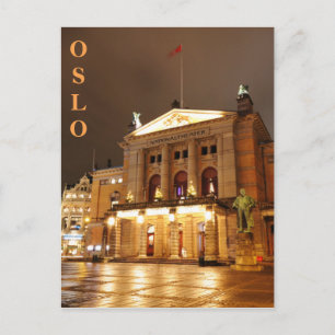 ノルウェー,夜のオスロ ポストカード