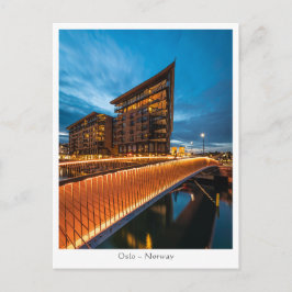 ノルウェー，夜のオスロ ポストカード