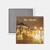 ノルウェー,夜のオスロ マグネット (正面/裏面)