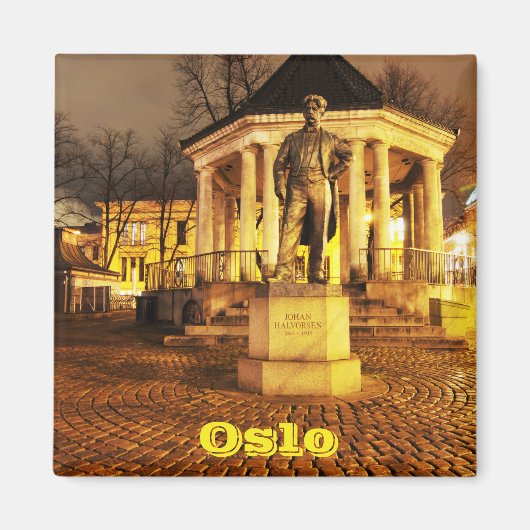 ノルウェー，夜のオスロ マグネット (正面)