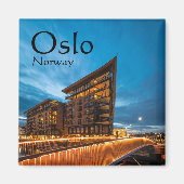 ノルウェー，夜のオスロ マグネット (正面)