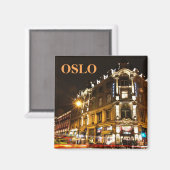 ノルウェー，夜のオスロ マグネット (正面/裏面)