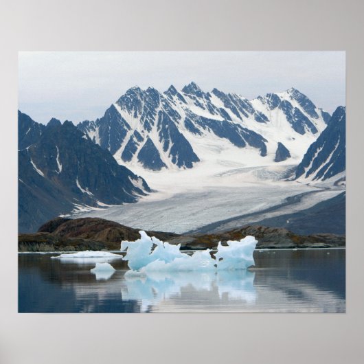 ノルウェー、氷河の後退と氷山 ポスター (正面)