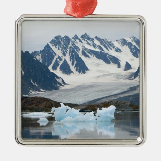 ノルウェー、氷河の後退と氷山 メタルオーナメント (正面)