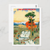 ノルウェー、滝、ヴィンテージ旅行はがき ポストカード (正面/裏面)