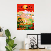 ノルウェー、真夜中の太陽の土地、ヴィンテージ旅行 ポスター (ホームオフィス)