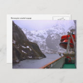 ノルウェー、郵便汽船から見たフィヨルド ポストカード (正面/裏面)