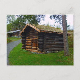 ノルウェー、高い夏の牧草地の木造の小屋 ポストカード