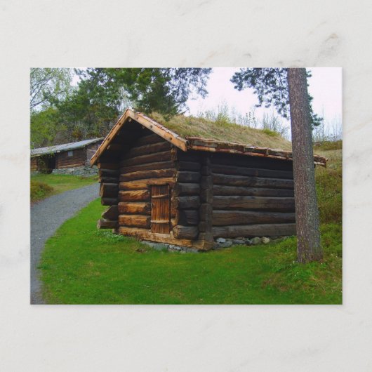 ノルウェー、高い夏の牧草地の木造の小屋 ポストカード (正面)