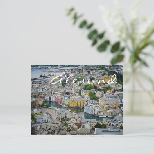 ノルウェー Ålesundの芸術新潮様式の街のポストカード ポストカード (スタンド正面)