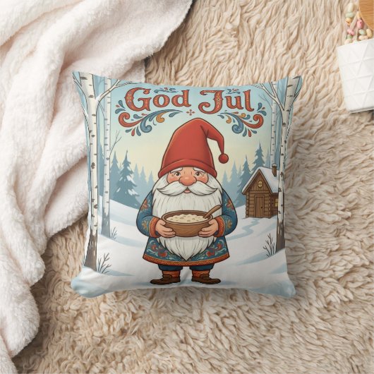ノルウェー+Nisse+God+Jul+クリスマス+スロー+ピロー クッション (ブランケット)