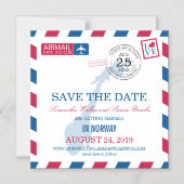 ノルウェーAirmail日付を保存 マグネット招待状 (正面)