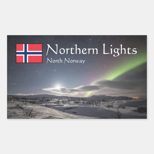 ノルウェーAuroraの風景の写真 長方形シール (正面)