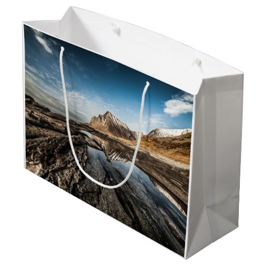 ノルウェーLofotenの風景の写真 ラージペーパーバッグ (裏面アングル)