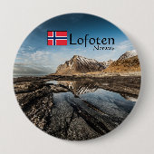 ノルウェーLofotenの風景の写真 缶バッジ (正面)
