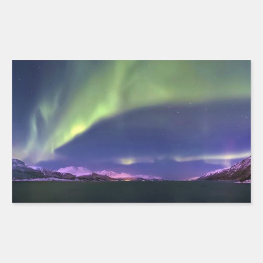 ノルウェーLyngenfjordenより上のオーロラボレリス 長方形シール (正面)