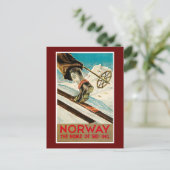 ノルウェーThe Home of Skying Vintage Travel Poster ポストカード (スタンド正面)