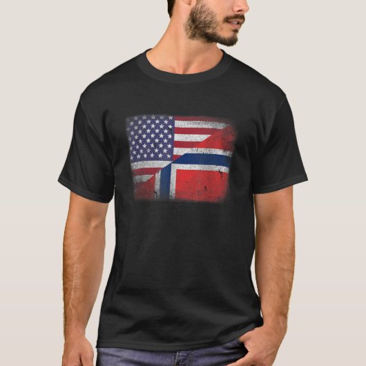 ノルウェーUsaノルウェー米国国旗Norge Tシャツ (正面)