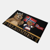 ノルウェーVelkommenマット、ノルウェー国旗、バイキングベア ドアマット (アングル)