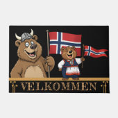 ノルウェーVelkommenマット、ノルウェー国旗、バイキングベア ドアマット (正面)