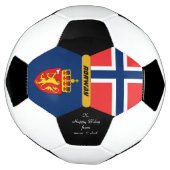 ノルウパーソナライズされたェー国旗、サッカーの写真 サッカーボール (回転)