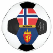 ノルウパーソナライズされたェー国旗、サッカーの写真 サッカーボール (正面)