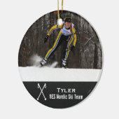 ノルカスタムディッククロスカントリースキーフォトコラージュ セラミックオーナメント (左)