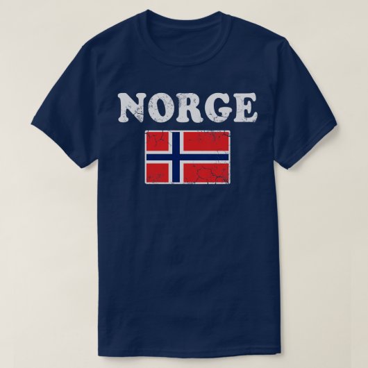 ノルゲノルウェー国旗ノルウェーレトロ 動揺して Tシャツ (デザイン正面)