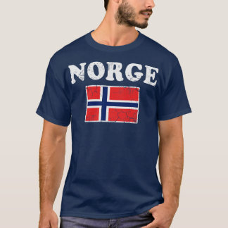 ノルゲノルウェー国旗ノルウェーレトロ 動揺して Tシャツ