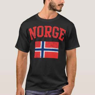 ノルゲ国旗ノルウェーノルウェーヴィンテージフェード男性女性 Tシャツ