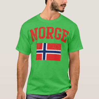 ノルゲ国旗ノルウェーファミリーノルウェーヴィンテージフェード Tシャツ