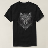 ノルズスタイルバイキングウルフタトゥー野生動物(V. Tシャツ (デザイン正面)