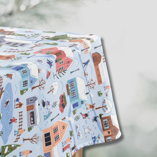 ノルディッお洒落クハイゲクリスマスビレッジパステル テーブルクロス