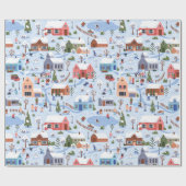 ノルディッお洒落クハイゲクリスマスビレッジパステル ラッピングペーパー (フラット)