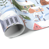 ノルディッお洒落クハイゲクリスマスビレッジパステル ラッピングペーパー (ロールコーナー)