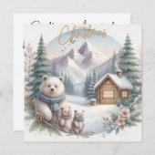 ノルディックの自然の中でかわいいクマ3頭 シーズンカード (正面/裏面)